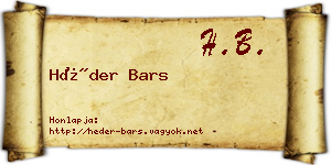 Héder Bars névjegykártya
